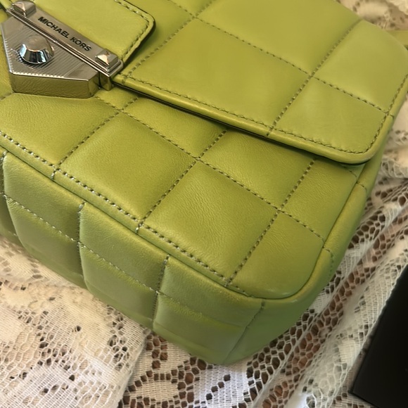 Michael Kors Soho Leather Quilted Chain Shoulder Bag in Lime Green - Picture 16 of 16